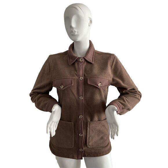 Blank NYC Shacket Brown Fleece Button Front Cozy Soft Boho L - Picture 3 of 12